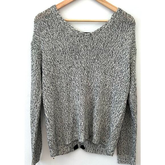 Harper Heritage Lace up Back Sweater Black & White Sz Large - Picture 1 of 5